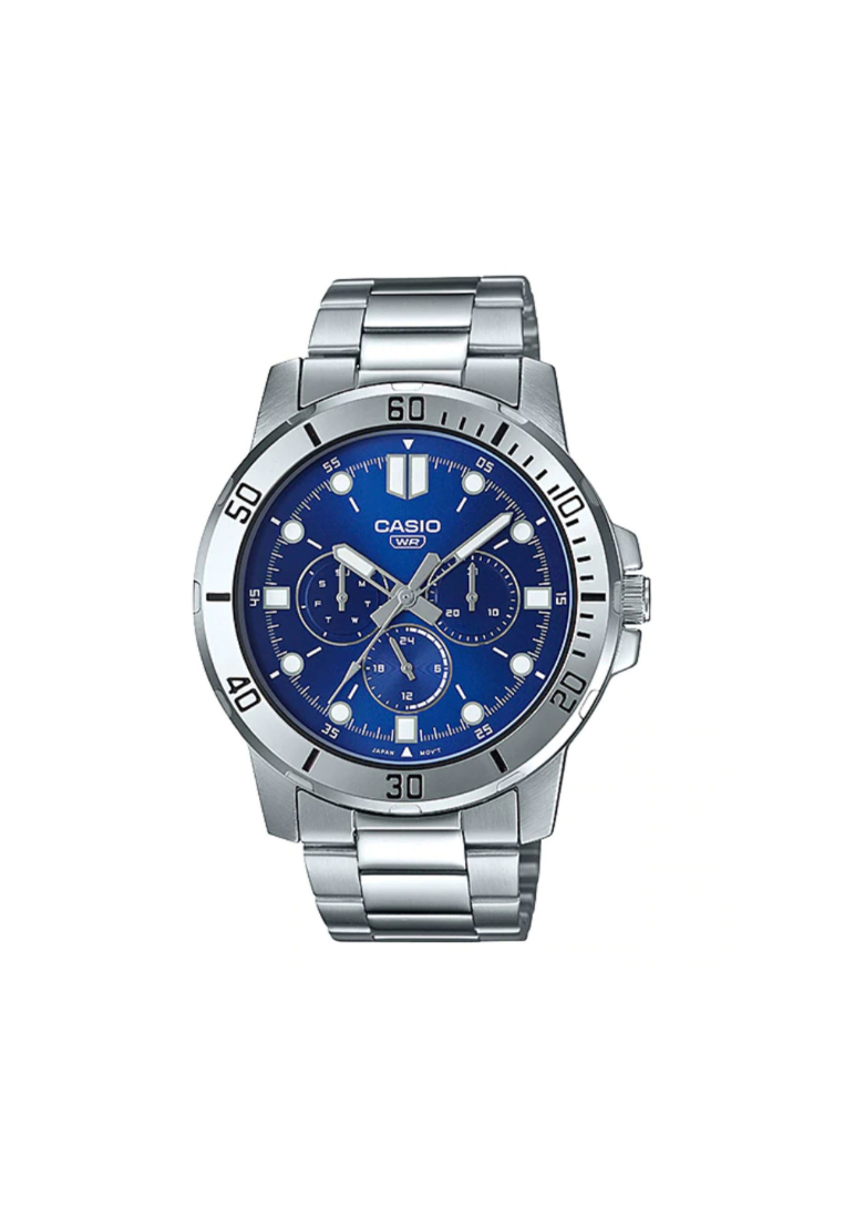 CASIO Men Analog Watch MTP-VD300D-2E Silver Stainless Steel Strap