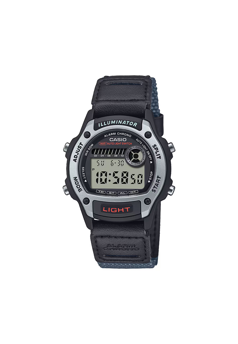CASIO W-220HF-8AV Men Digital Sports Watch Gray Leather Band