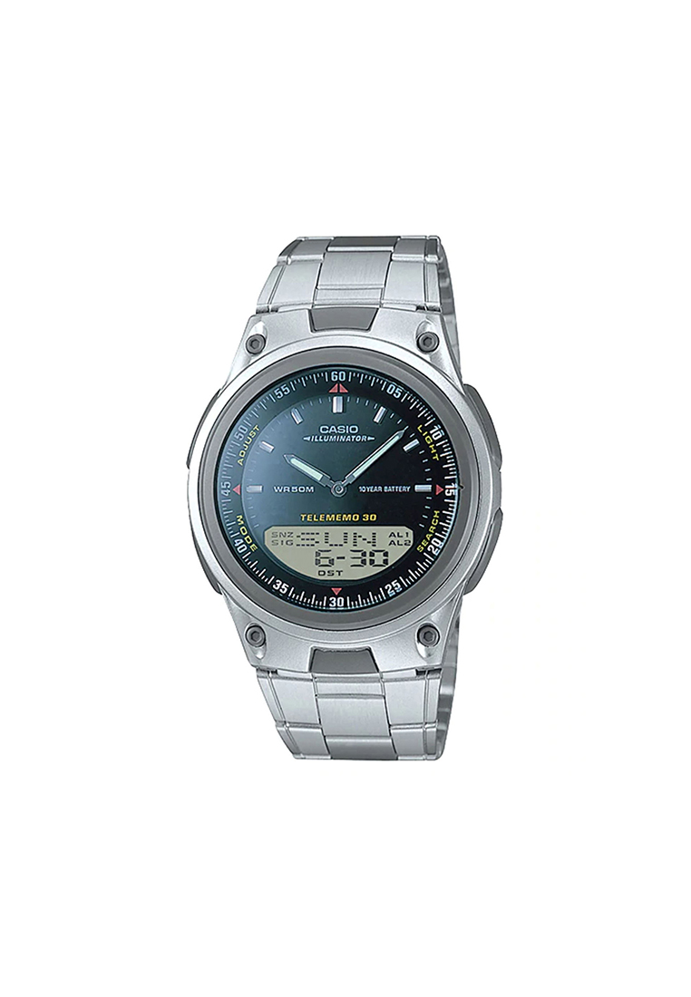 CASIO Men Analog-Digital Watch AW-80D-1AV Silver Stainless Steel Strap