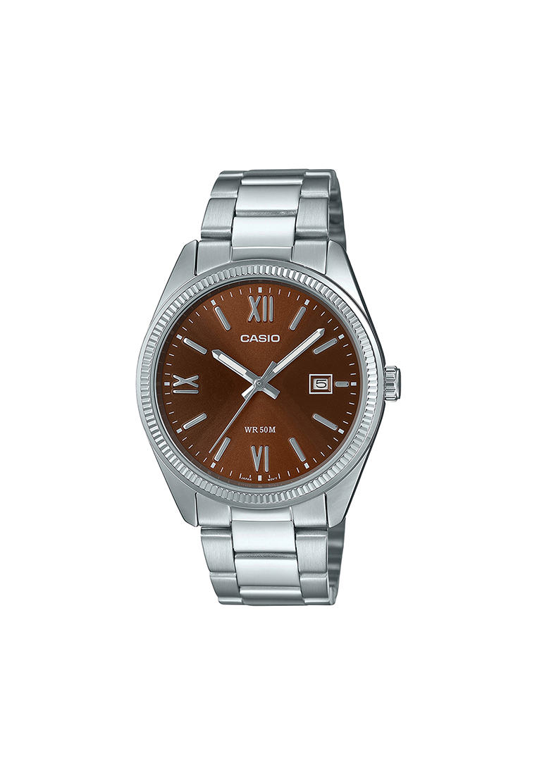 CASIO Men Analog Watch MTP-1302DD-5AV Silver Stainless Steel Strap