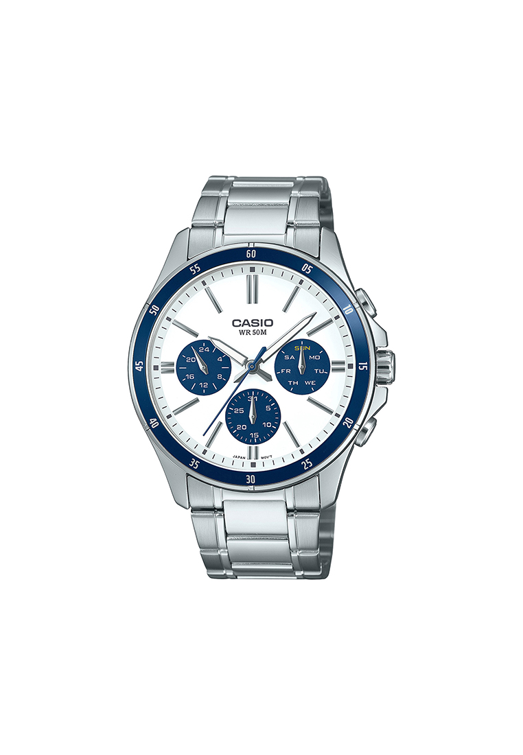 CASIO Men Analog Watch MTP-1374D-7A2V Silver Stainless Steel Strap