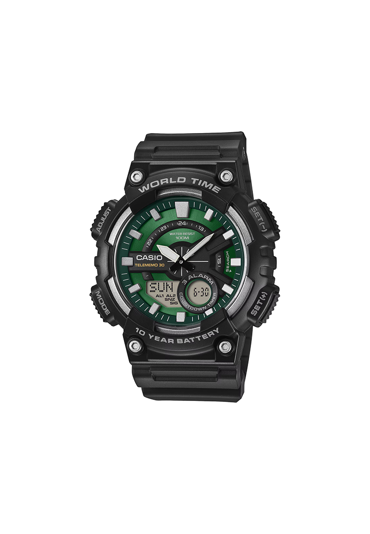 CASIO AEQ-110W-3A2V Men Analog-Digital Watch Black Resin Band