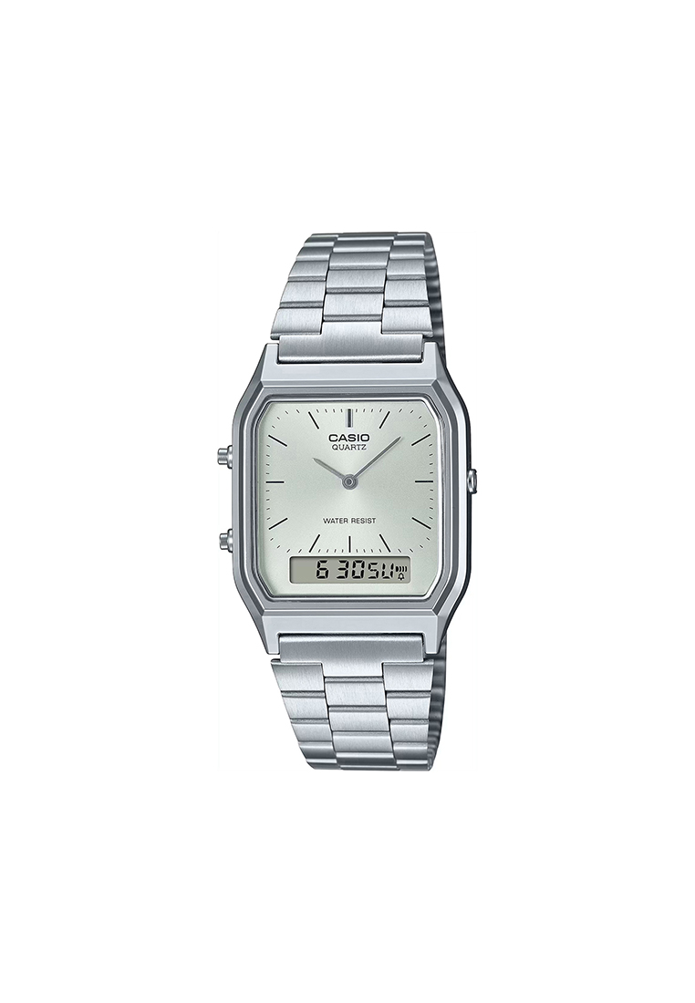 CASIO Vintage Women's Analog-Digital Watch AQ-230A-7AMQY Silver Stainless Steel Strap