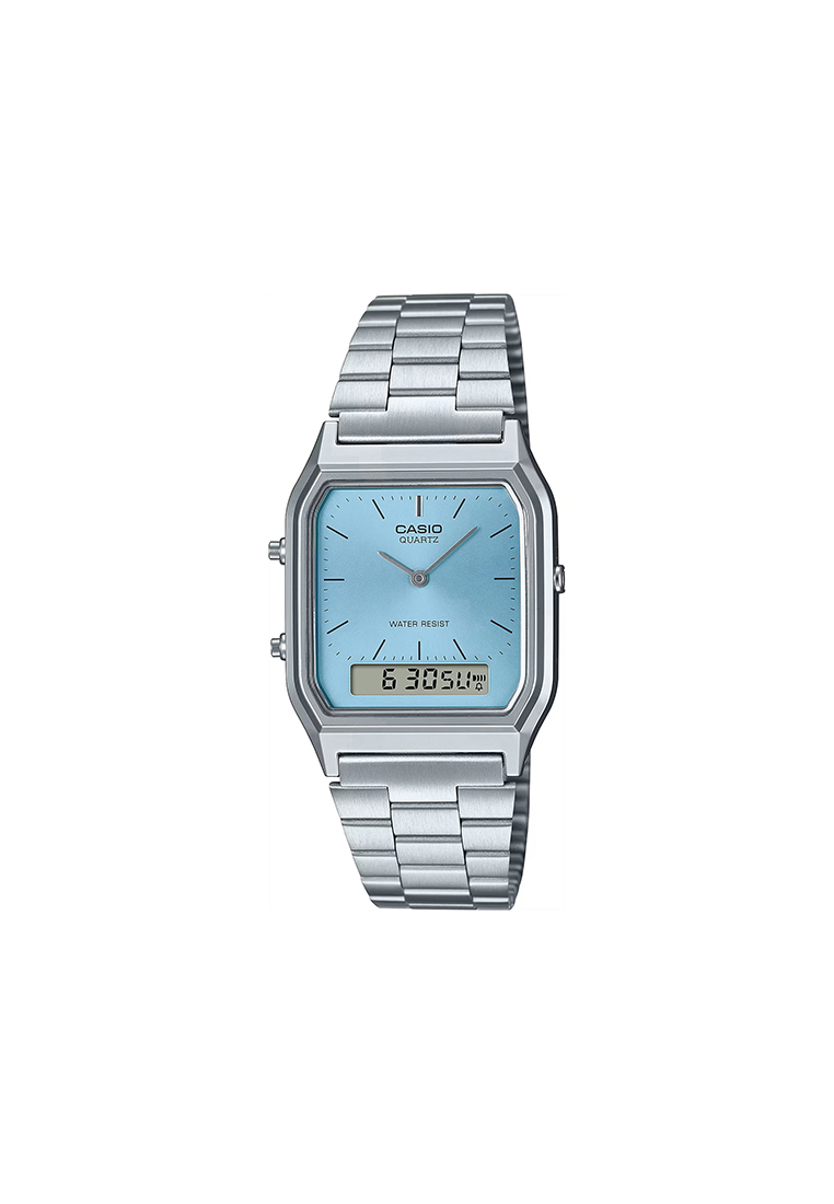 casio Vintage Women's Analog-Digital Watch AQ-230A-2A1MQY Silver Stainless Steel Strap