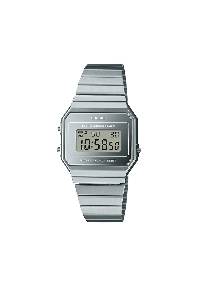CASIO Vintage Unisex Digital Watch A700WEV-7A Silver Stainless Steel Strap