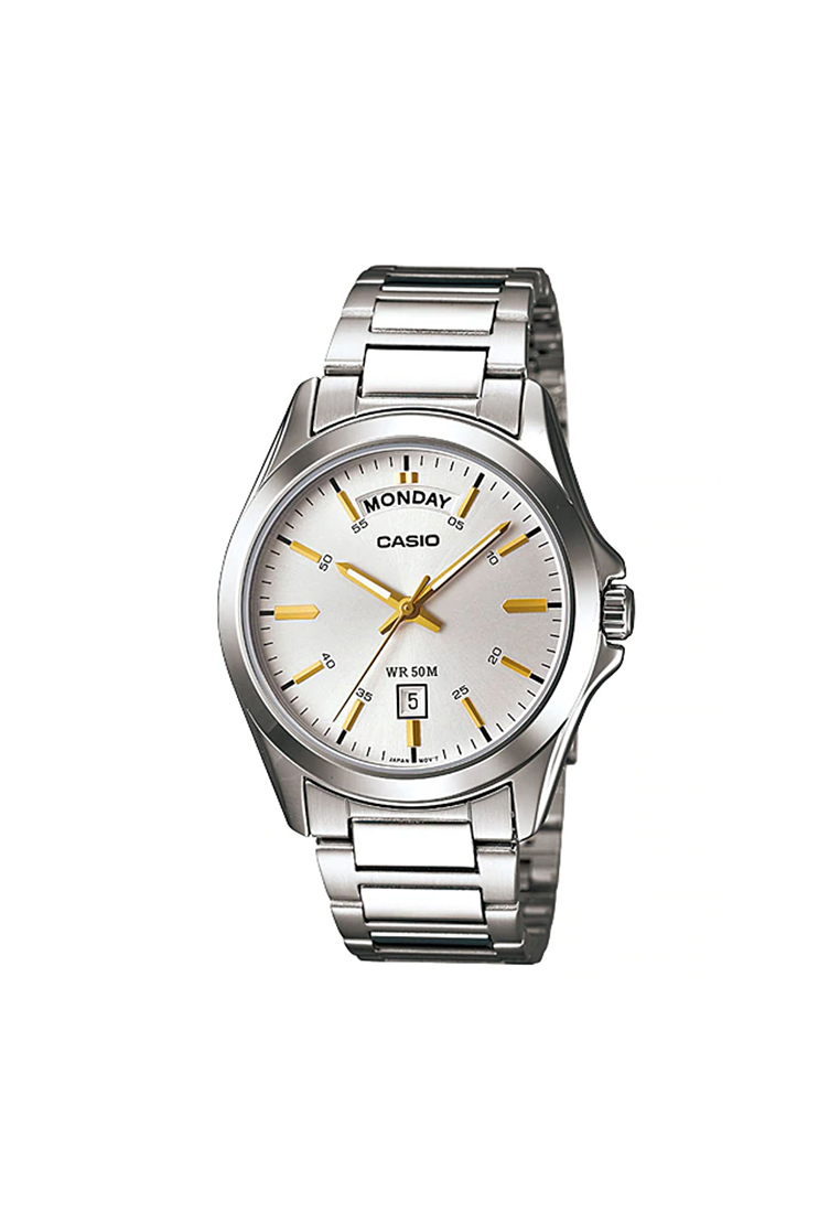 CASIO Men Analog Watch MTP-1370D-7A2V Silver Stainless Steel Strap