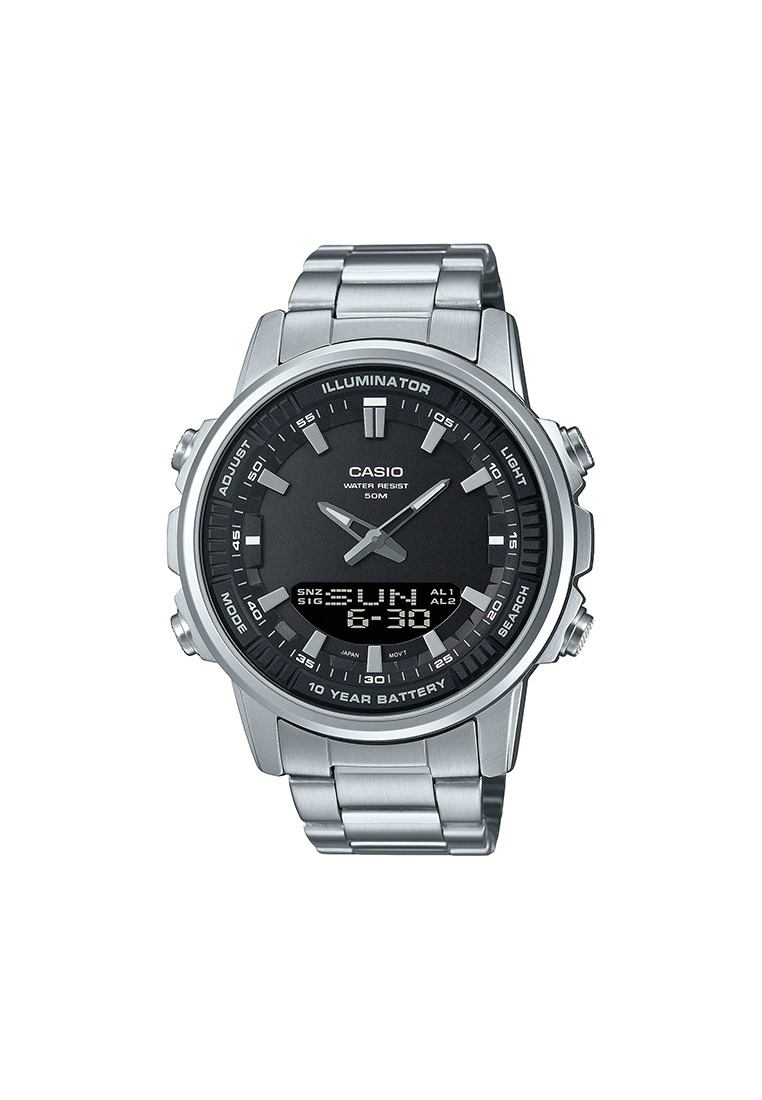 CASIO Men Analog-Digital Watch AMW-880D-1AV Silver Stainless Steel Strap