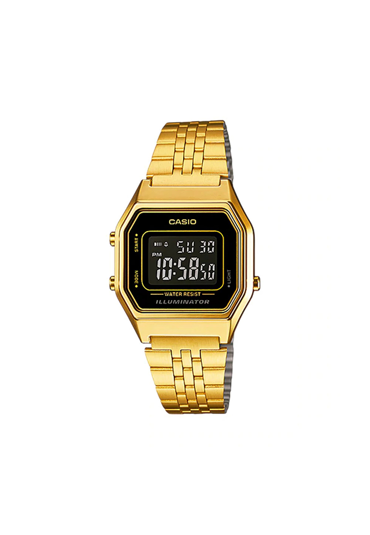 CASIO Women's Vintage LA680WGA-1BDF Digital Watch Gold Stainless Steel Band Watch for ladies