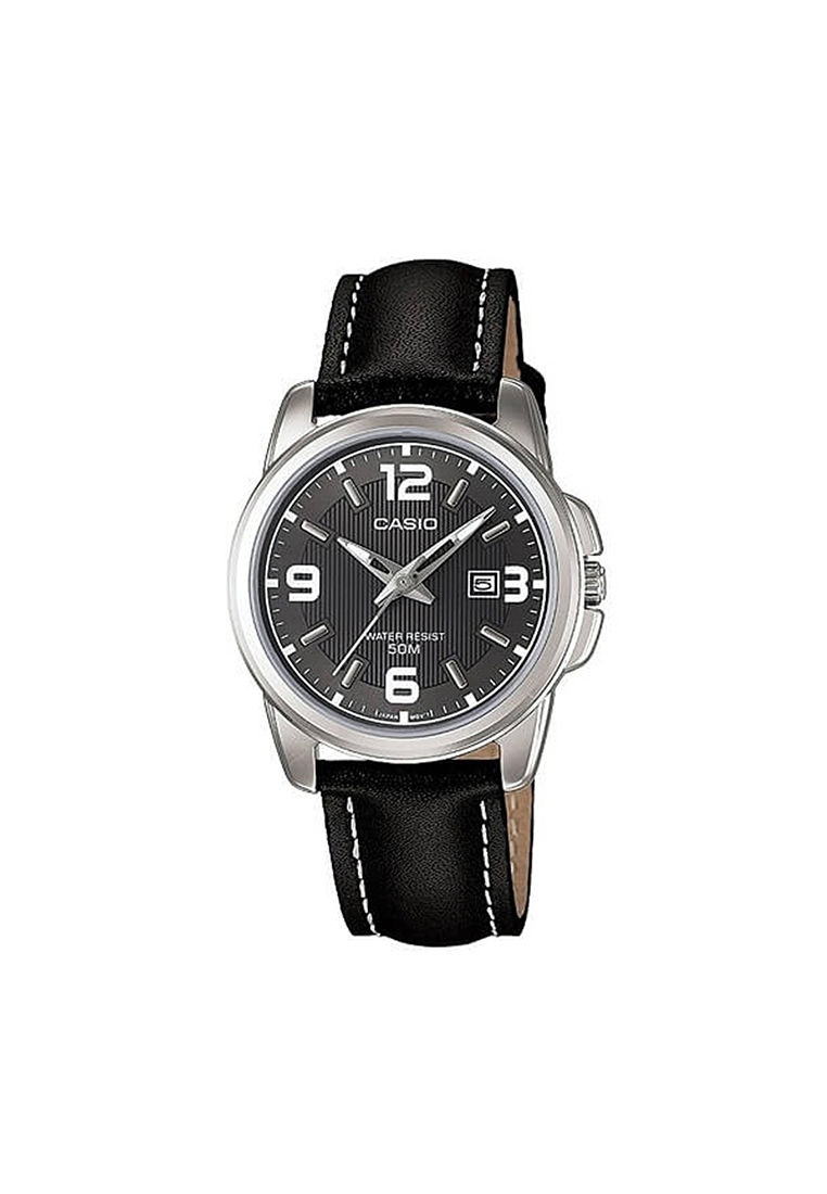 Casio Watches Women's Analog Watch LTP-1314L-8AV Black Genuine Leather Band Watch for ladies