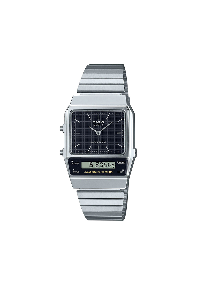 Casio Watches Vintage Analog-Digital Watch AQ-800E-1A Silver Stainless Steel Band Unisex Watch