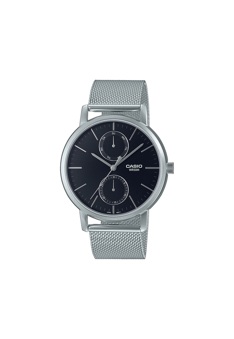 Casio Watches Men's Analog Watch MTP-B310M-1AV Silver Stainless Steel Strap Watch for Men