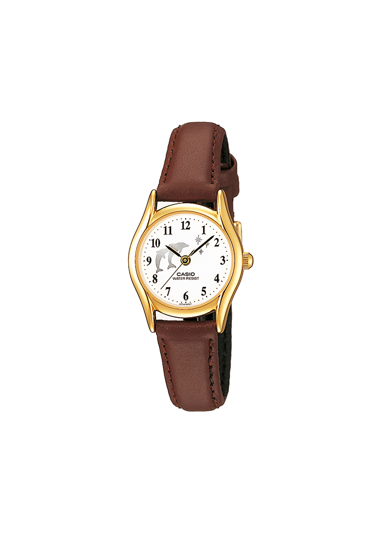 Casio Watches Women's Analog LTP-1094Q-7B8R Black Genuine Leather Watch