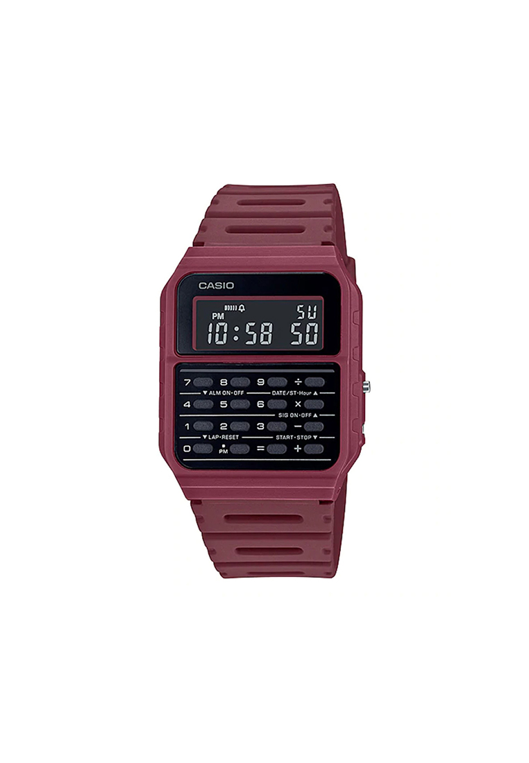Casio Watches Men's Data bank CA-53WF-4B Red Resin Band Calculator Watch