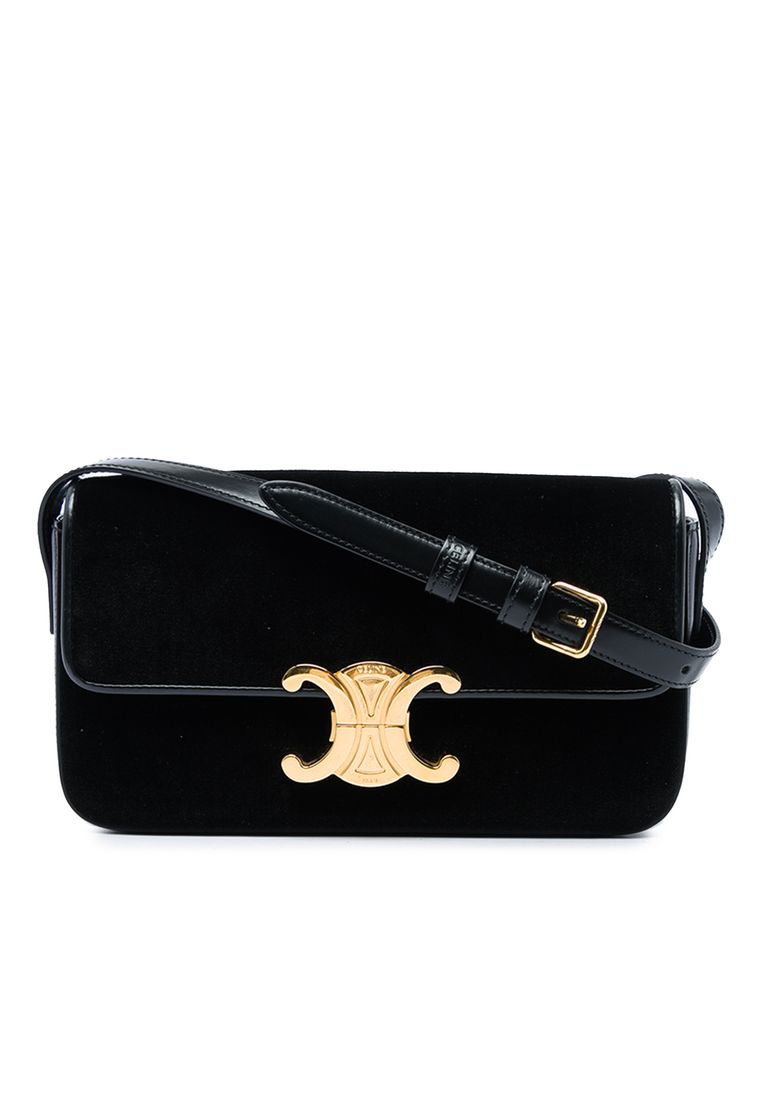 Celine Pre-Loved Celine Velvet Claude Shoulder Bag
