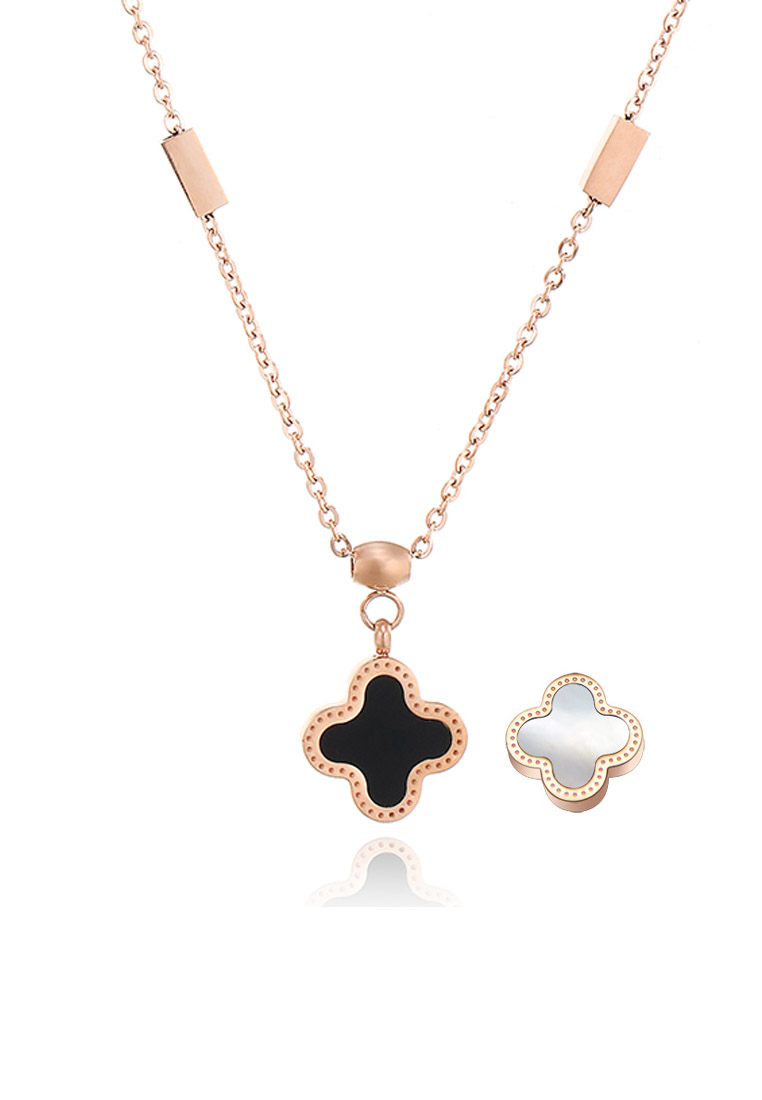 CELOVIS Adele Four-Leaf Clover Reversible Fancy Chain Necklace in Rose Gold