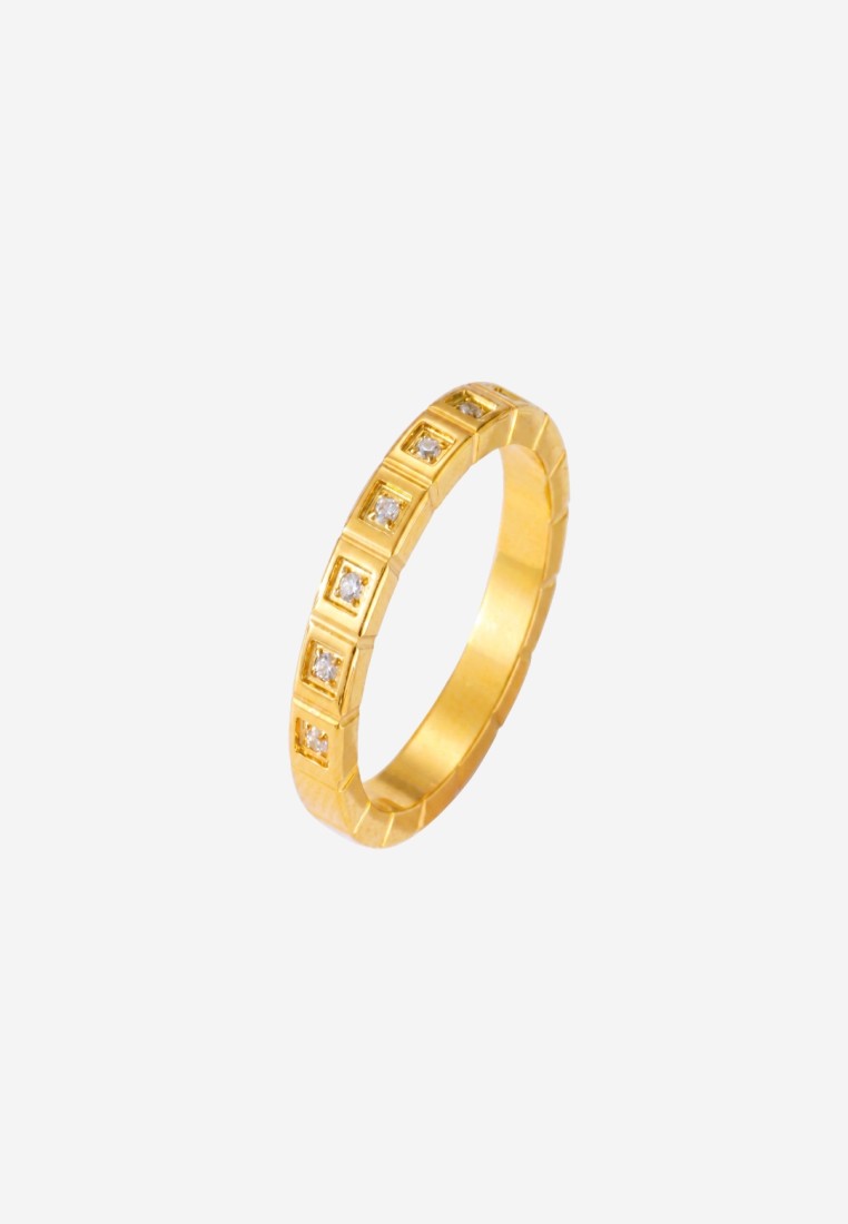 CELOVIS Clemence Square-Set Cubic Zirconia Geometric Band Ring in Gold