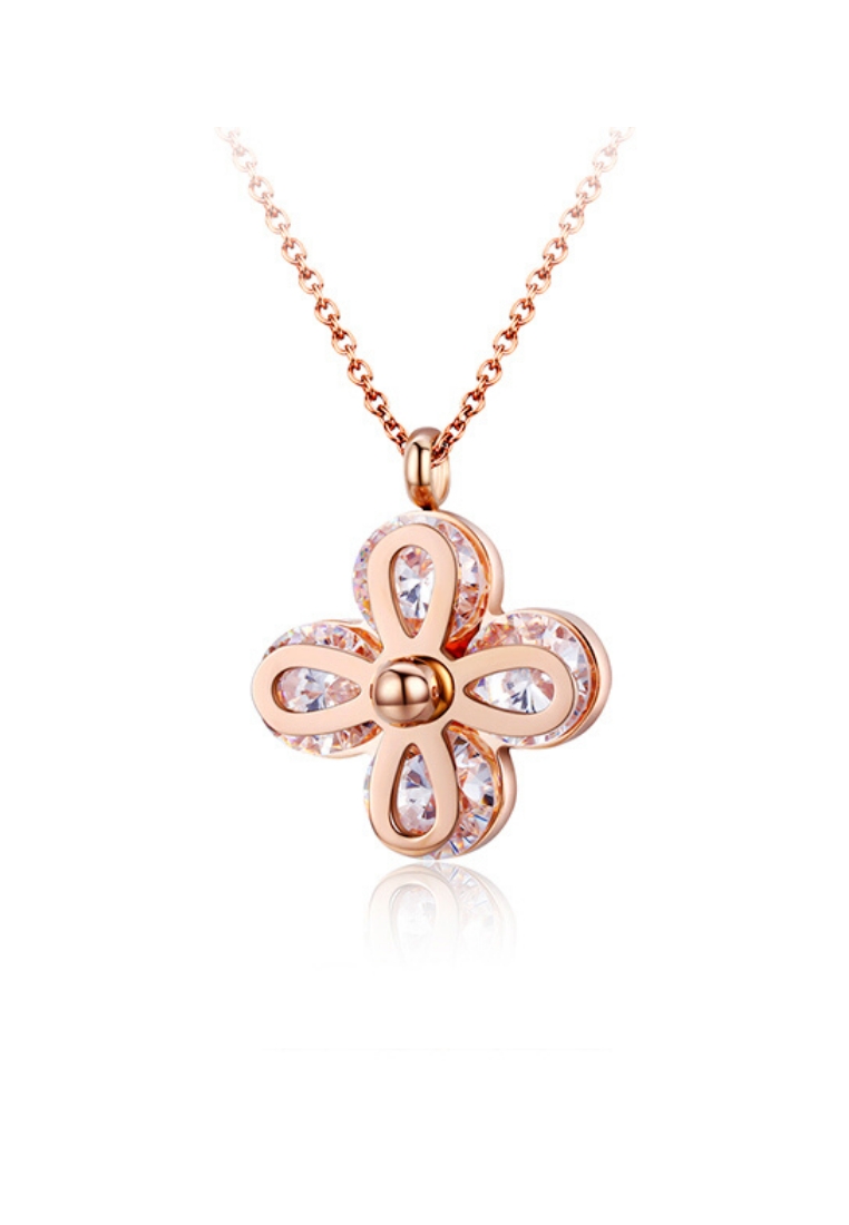 CELOVIS CELOVIS - Cleo Four Leaf Clover Zirocina Necklace in Rose Gold