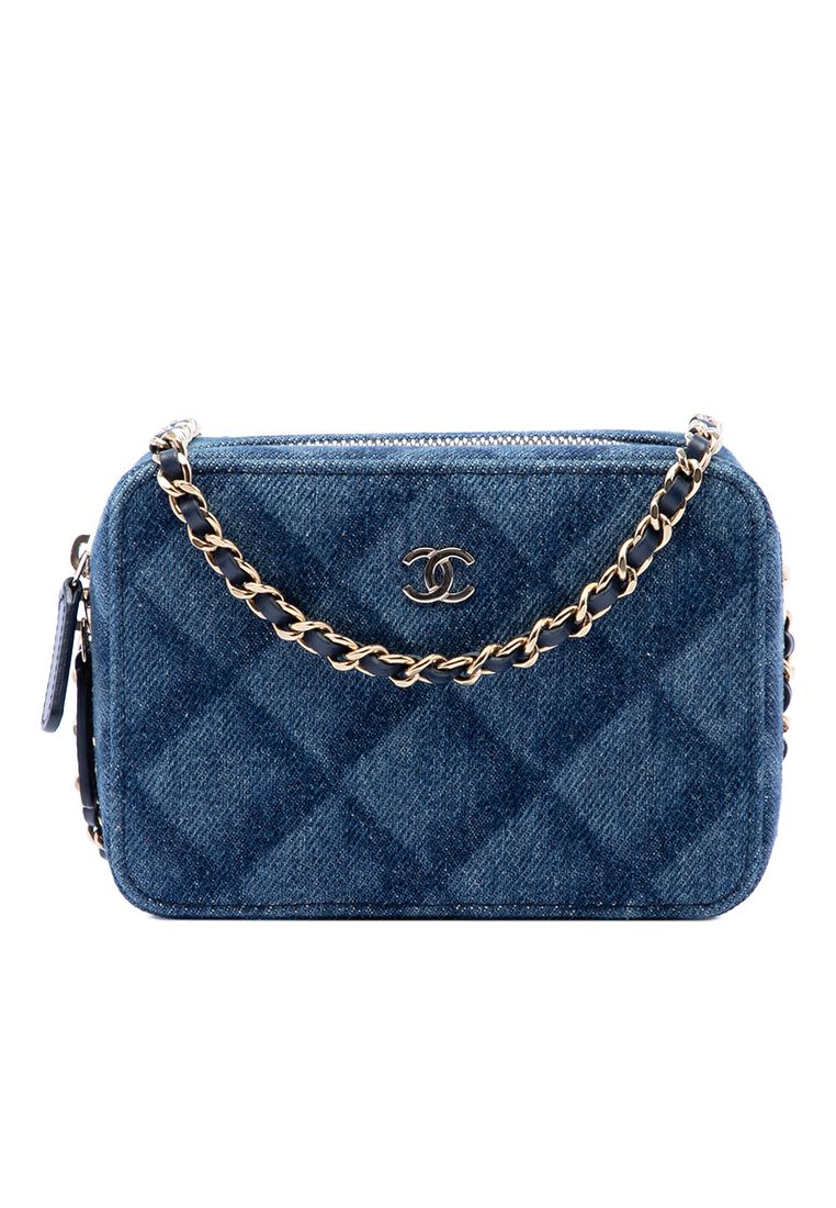 Chanel Pre-Loved Chanel Cc Printed Denim Camera Case