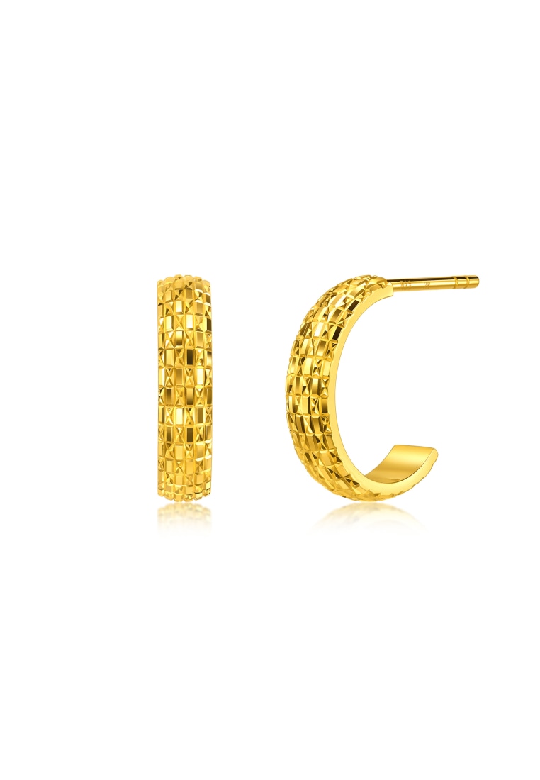 Chow Sang Sang 999 Gold Essence Textured Geometric Pattern Earrings for Women 96774E Price-by-Weight