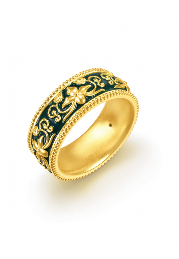 Chow Sang Sang 999 Gold Cultural Blessings Ethnic Element Ring for Women (Size: 17, Diameter 18mm)