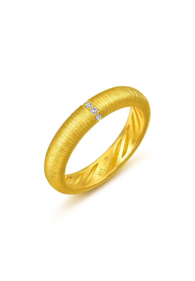 Chow Sang Sang 999 Gold Cultural Blessings Diamond Wedding Band Ring for Women & Men (Size: 19, Diam