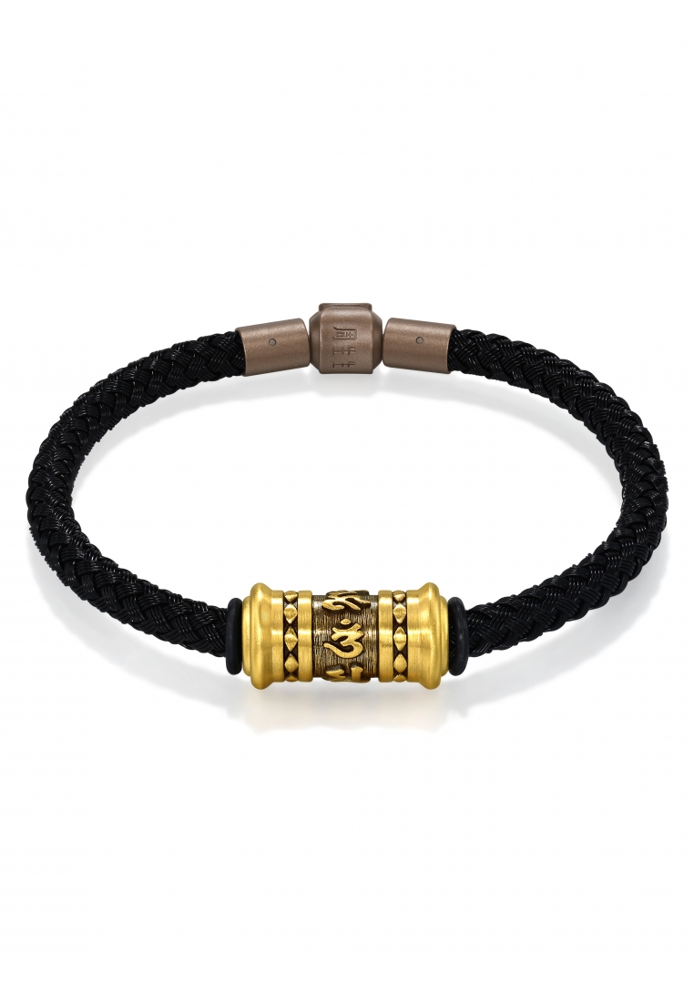 Chow Sang Sang 999 24K Gold Noir Buddhist Mantra Bracelet for Women & Men Size 94394B