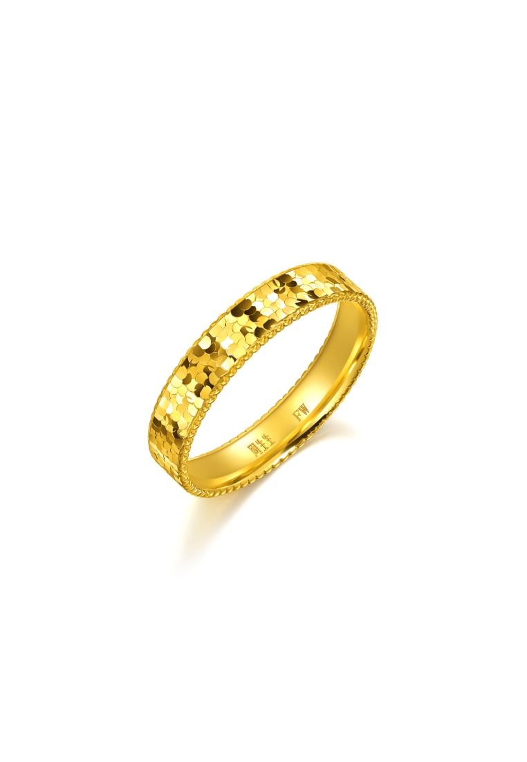 Chow Sang Sang 999 Gold Essence Fish Scales Sparkle Ring for Men (Size: 17, Diameter 18mm) 96803R Pr