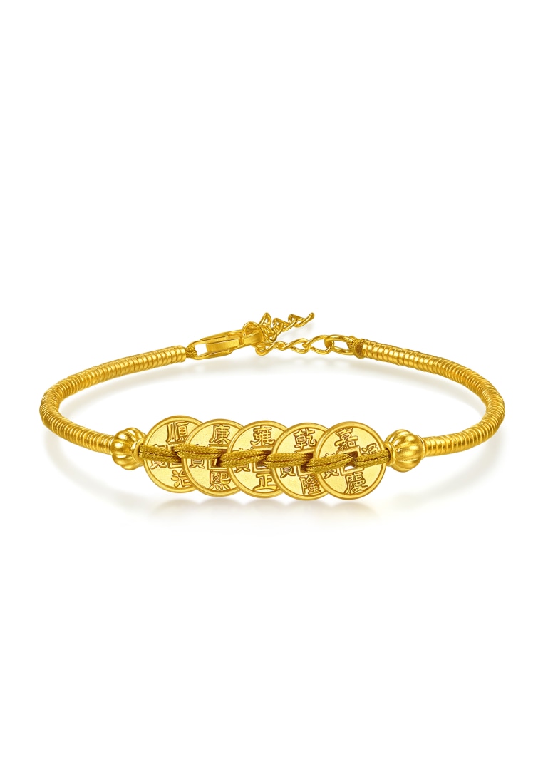 Chow Sang Sang 999.9 24K Pure Gold Cultural Blessings Five Emperors Coins Bracelet for Women & Men 1