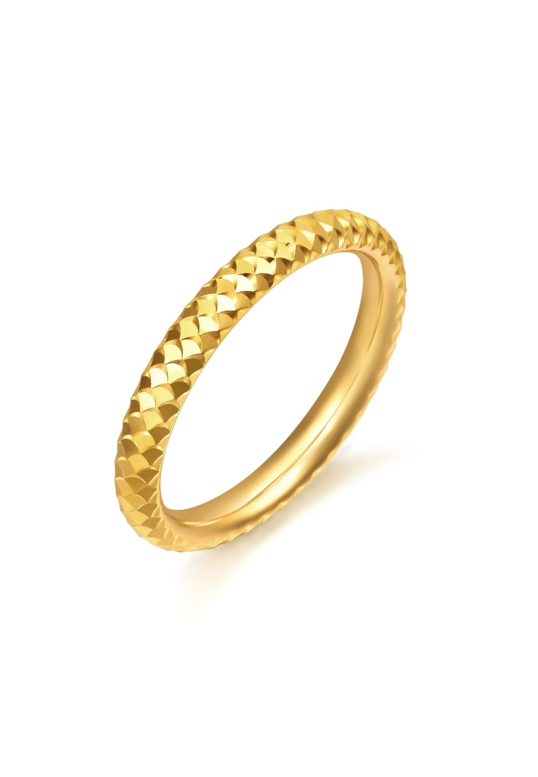 Chow Sang Sang 999 Gold Essence Fish Scales Faceted Ring for Women (Size: 13, Diameter 16.6mm) 96522