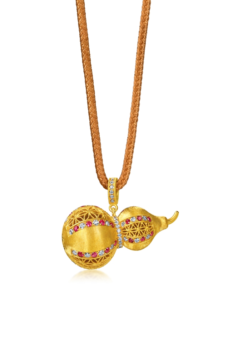 Chow Sang Sang 999 Gold Cultural Blessings Hulu' Bottle-gourd Diamond Necklace for Women 70cm 96234Z