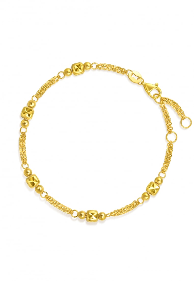Chow Sang Sang 999 Gold Essence Round Heaven and Square Earth Bracelet for Women 18cm 95477B Price-b