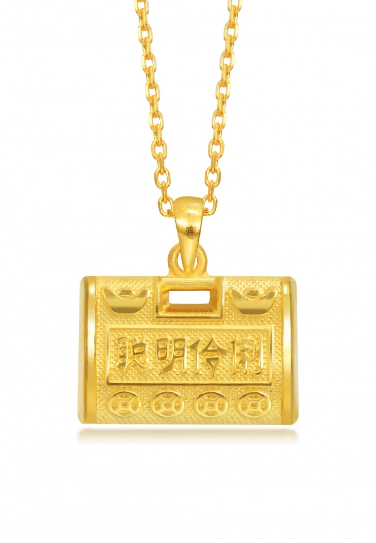 Chow Sang Sang 999.9 24K Pure Gold Chinese Gifting Collection Longevity and Wealth Pendant for Women