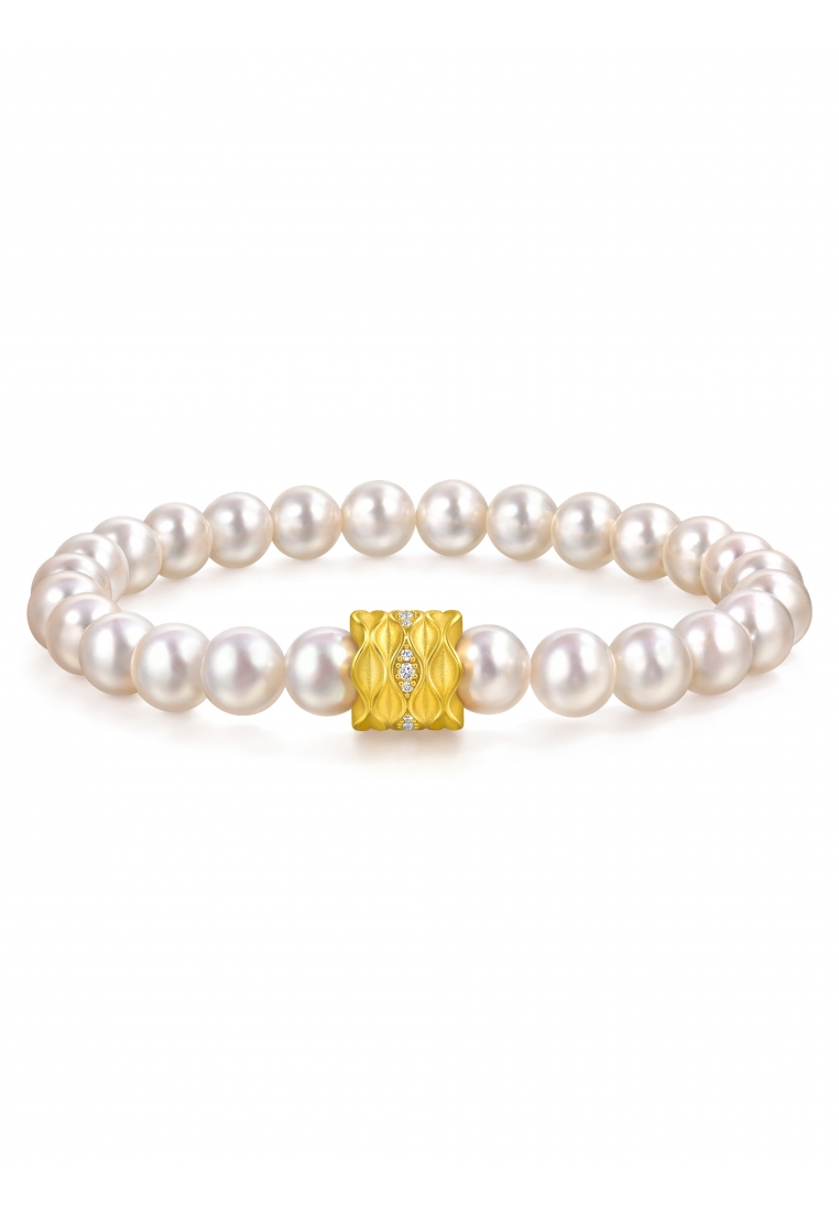 Chow Sang Sang 999 Gold YuYu Diamond Pearl Bracelet for Women 15cm 95648B