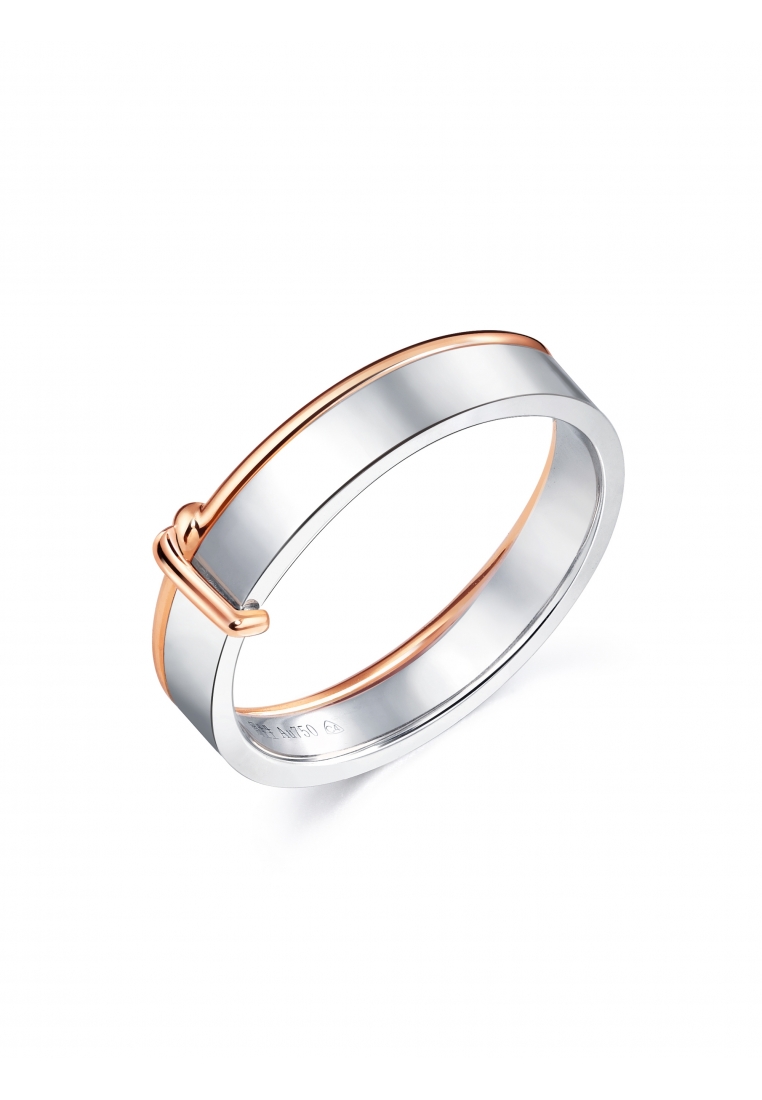 Chow Sang Sang 18K Solid White & Red Gold PROMESSA Love Knot Ring for Men (Size: 16, Diameter 17.7mm