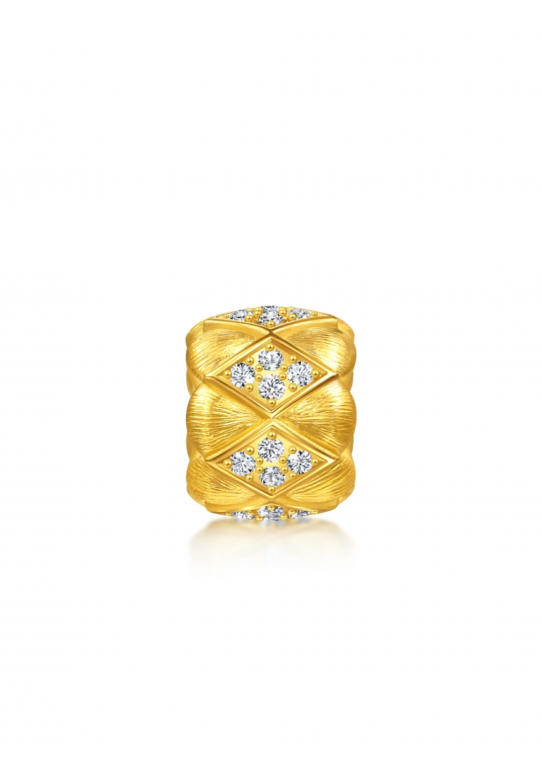Chow Sang Sang 999 24K Gold  Diamond Ginkgo Leaf Charm  for Women 95675C  (Bracelet not included)