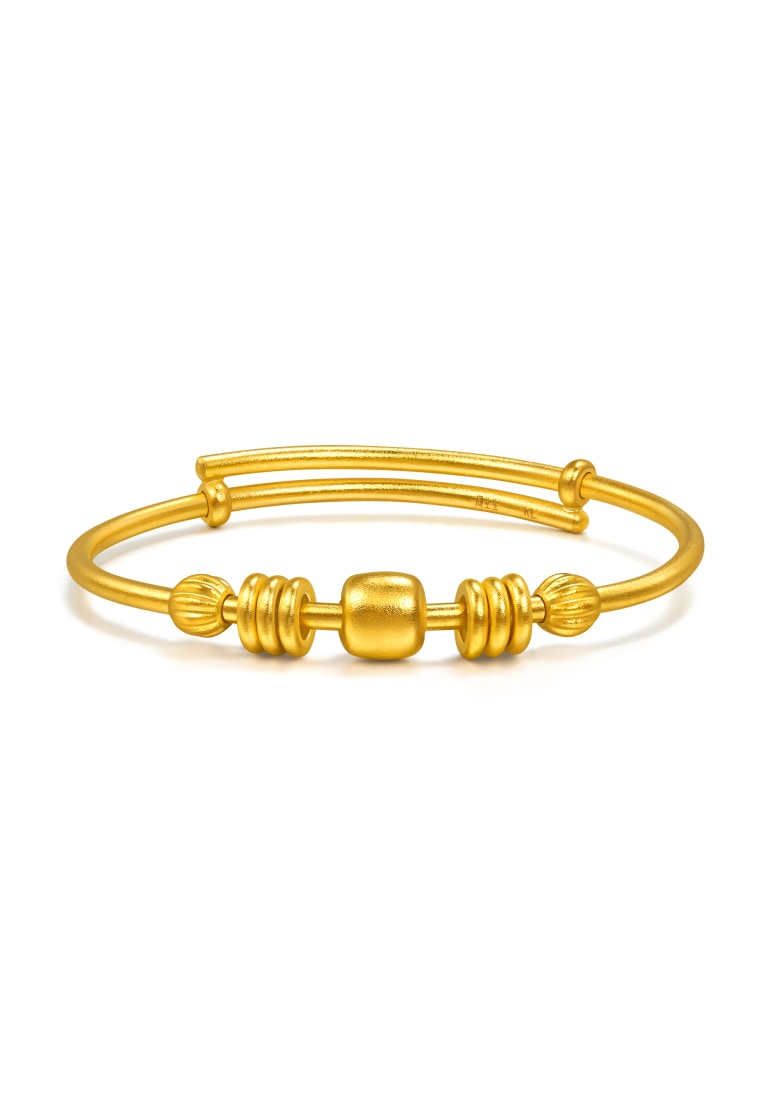 Chow Sang Sang 999.9 24K Pure Gold Chinese Gifting Collection Abacus Beads Adjustable Bangle for Tin