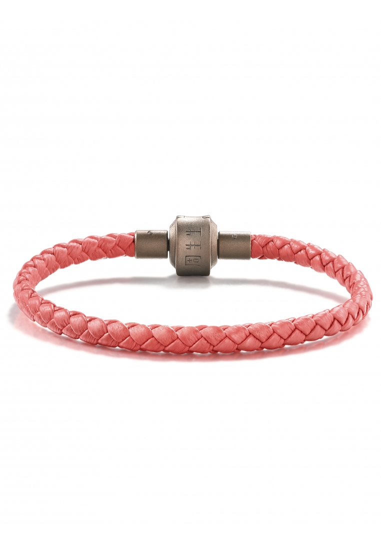 Chow Sang Sang Leather Charm Bracelet for Women Pink 3mm