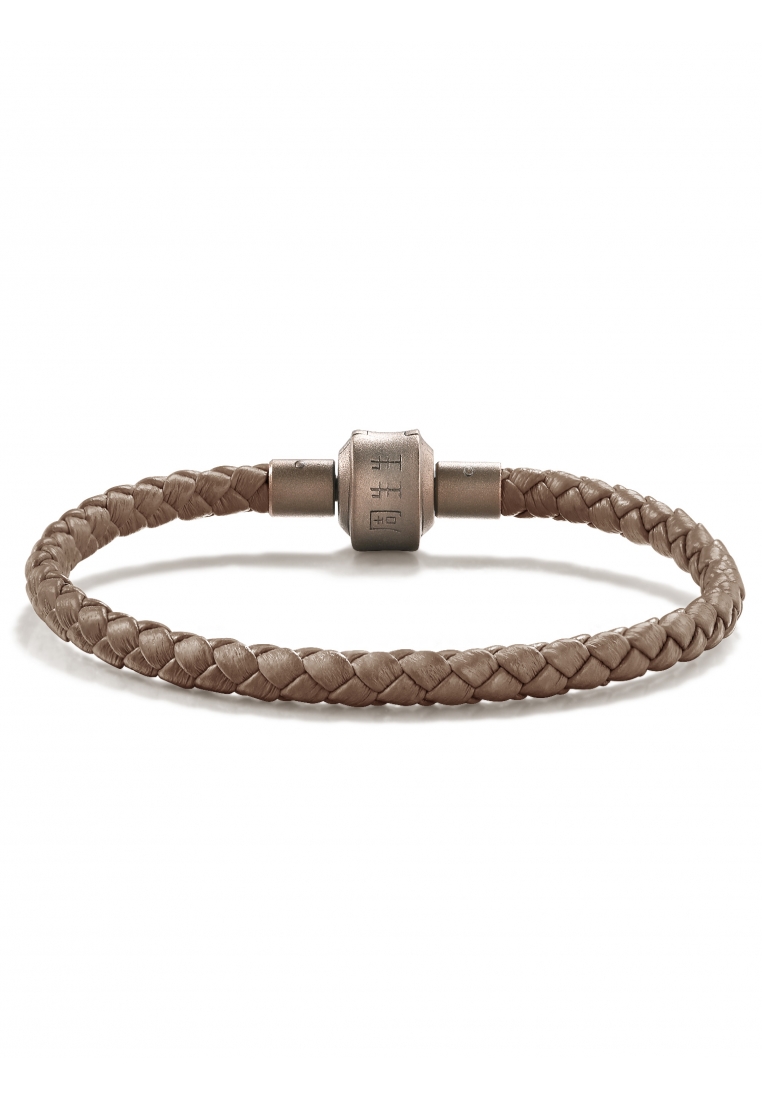 Chow Sang Sang Leather Charm Bracelet for Women Latte 3mm