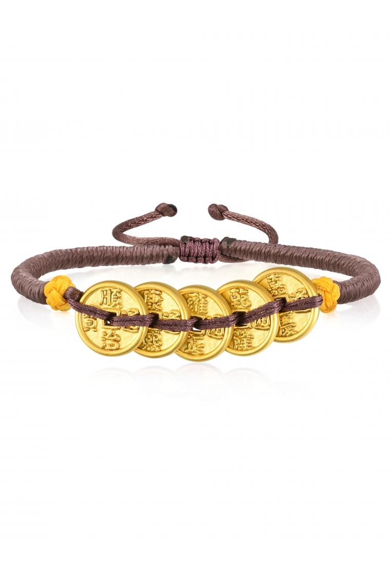 Chow Sang Sang Cultural Blessings 999 24K Solid Gold Chinese Ancient Coins Blessing Bracelet for Wom
