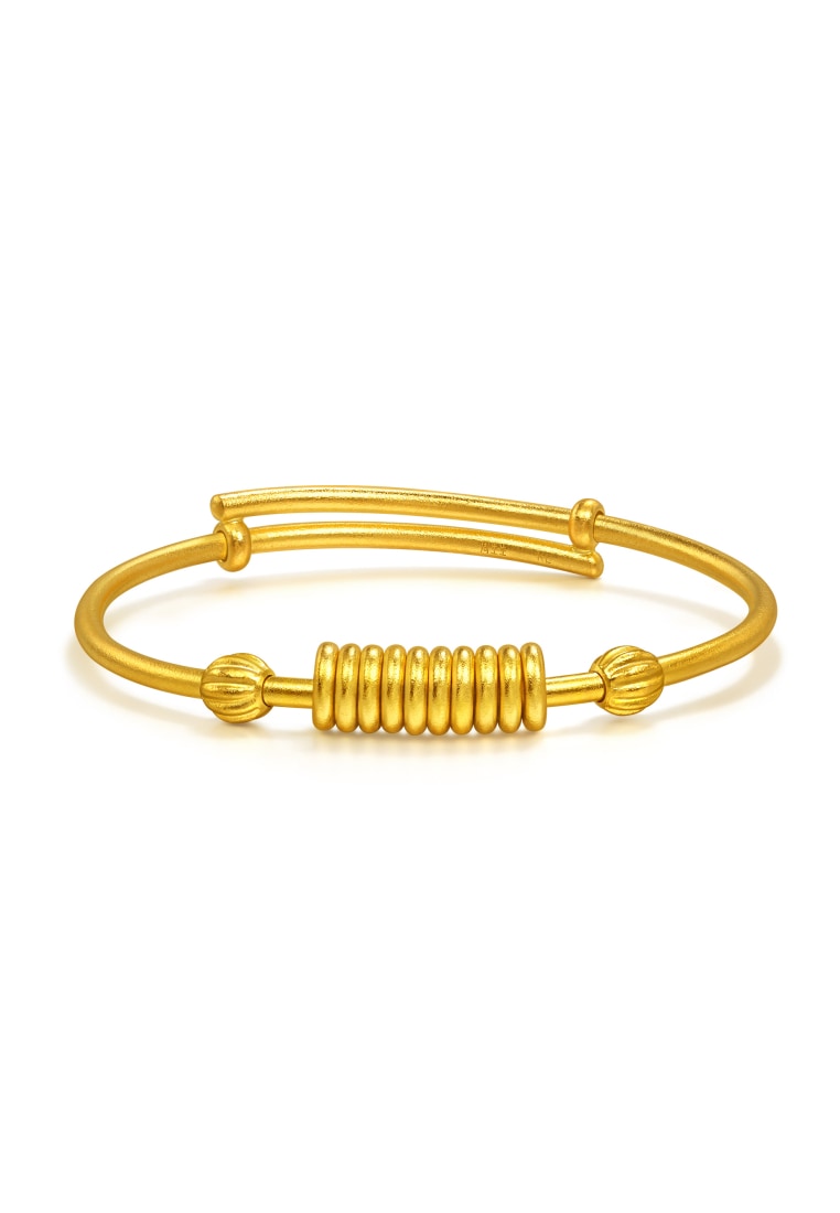 Chow Sang Sang 999.9 24K Pure Gold Chinese Gifting Collection Abacus Beads Adjustable Bangle for Tin