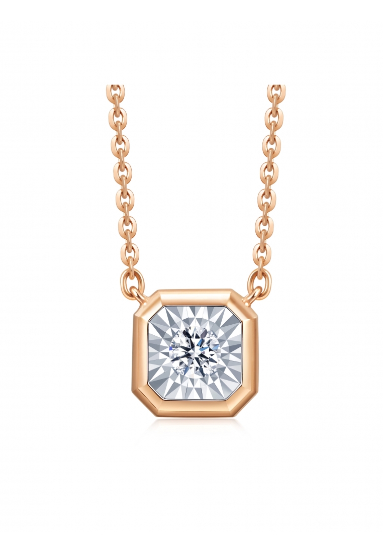 Chow Sang Sang 18K White & Rose Gold 0.05 Carat (G-H Color, SI1-SI2 Clarity) Diamond Necklace for Wo