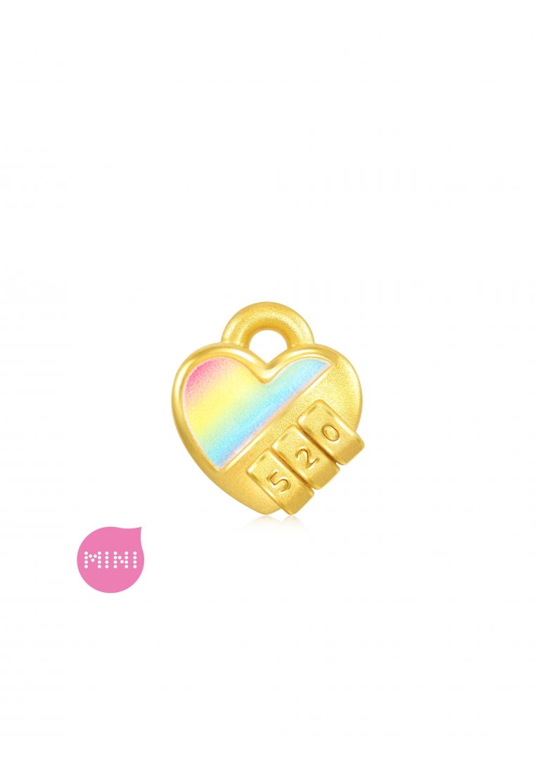 Chow Sang Sang 999 24K Solid Gold Mini Charm 520 (I LOVE YOU) Lock Charm 93511C (Bracelet not includ