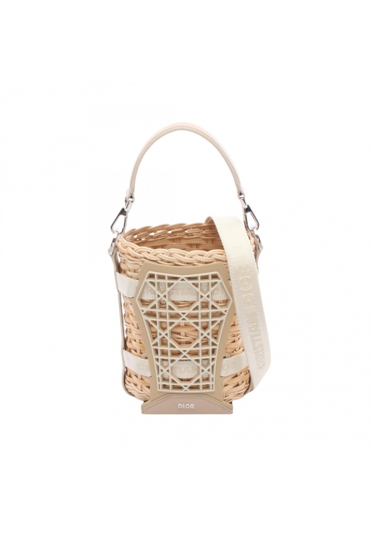 Christian Dior Pre-Loved Christian Dior Sahara 2WAY basket bag Handbag rattan leather beige