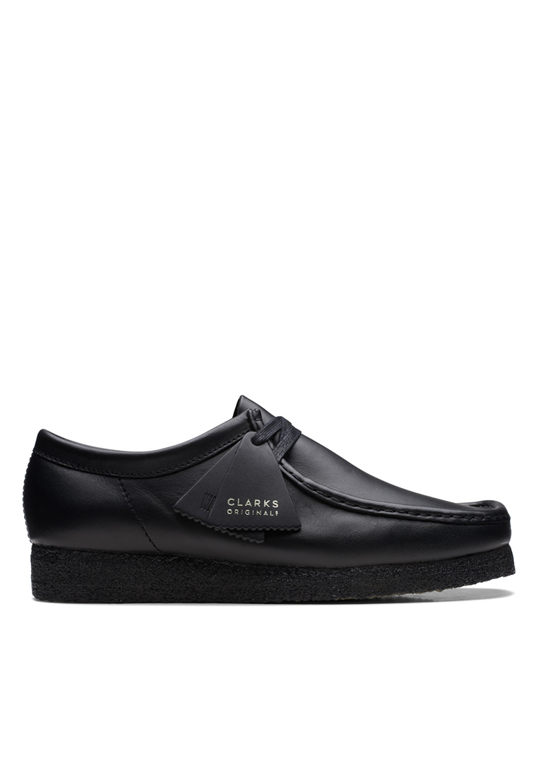CLARKS Mens Wallabee Shoes - Black Leather