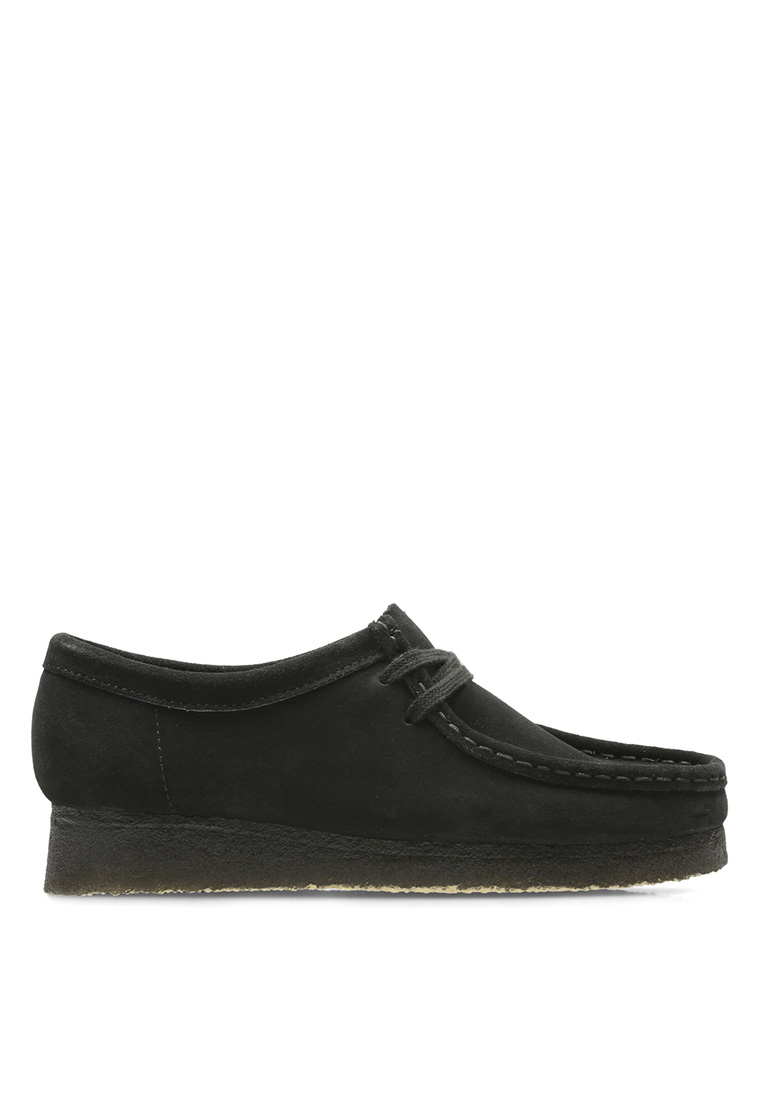 Clarks Womens Wallabee Shoes - Black Sde