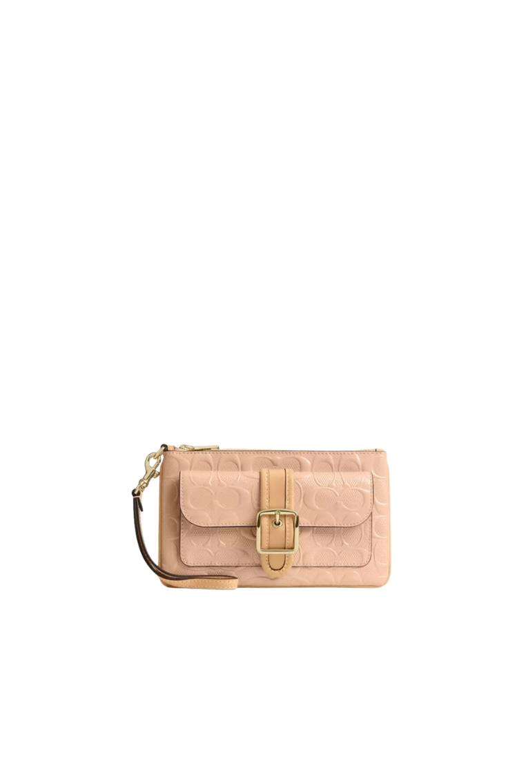 Coach Coach Ashton Wristlet Signature Patent Leather In Faded Blush CEN12