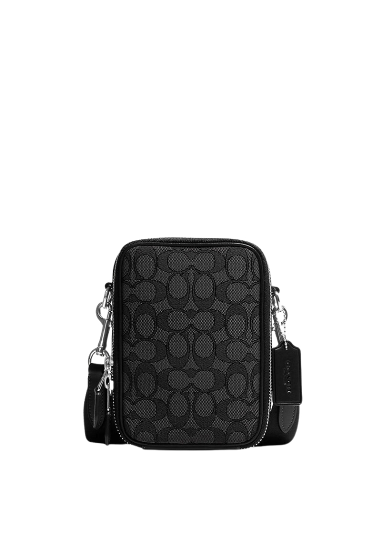 Coach Coach Stanton Crossbody Bag Signature Jacquard In Charcoal Black CH097