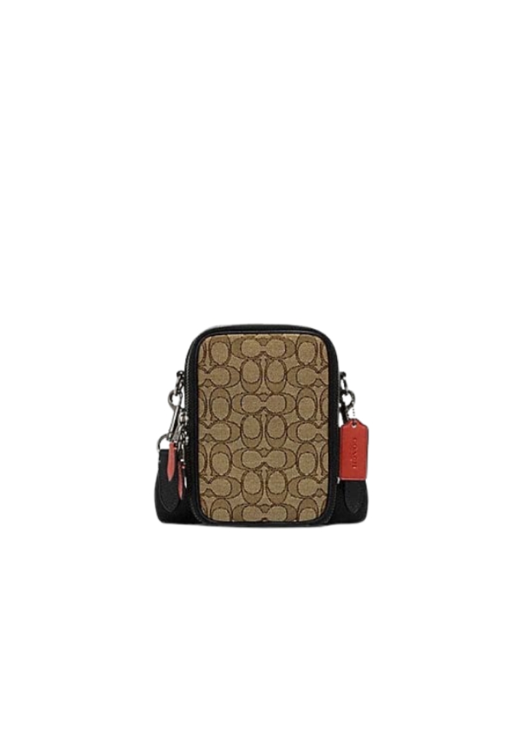 Coach Coach Stanton Crossbody Bag In Signature Jacquard In Khaki Black Multi CH097