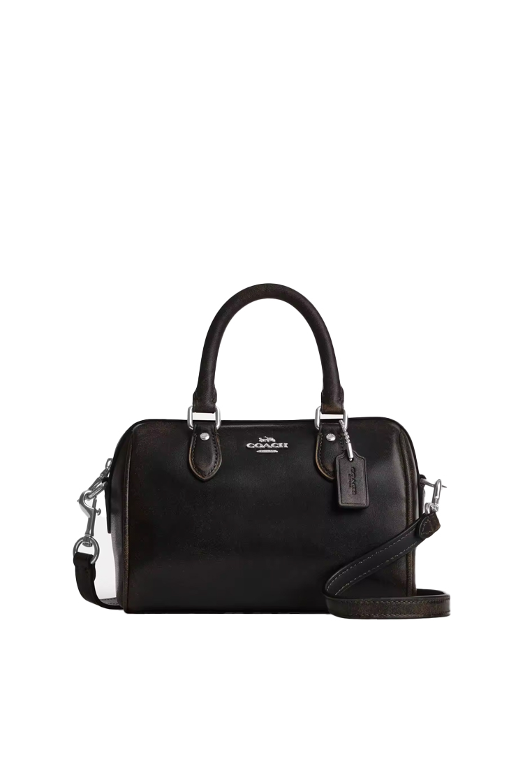 Coach Women's Mini Rowan Crossbody Bag In Loved Leather in Black/Brown CEN22