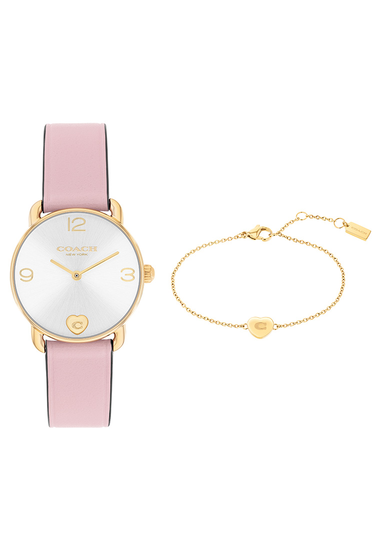 Coach ELLIOT Women's Watch IONIC PLATED THIN GOLD STEEL Strap - Silver white Dial 14000137